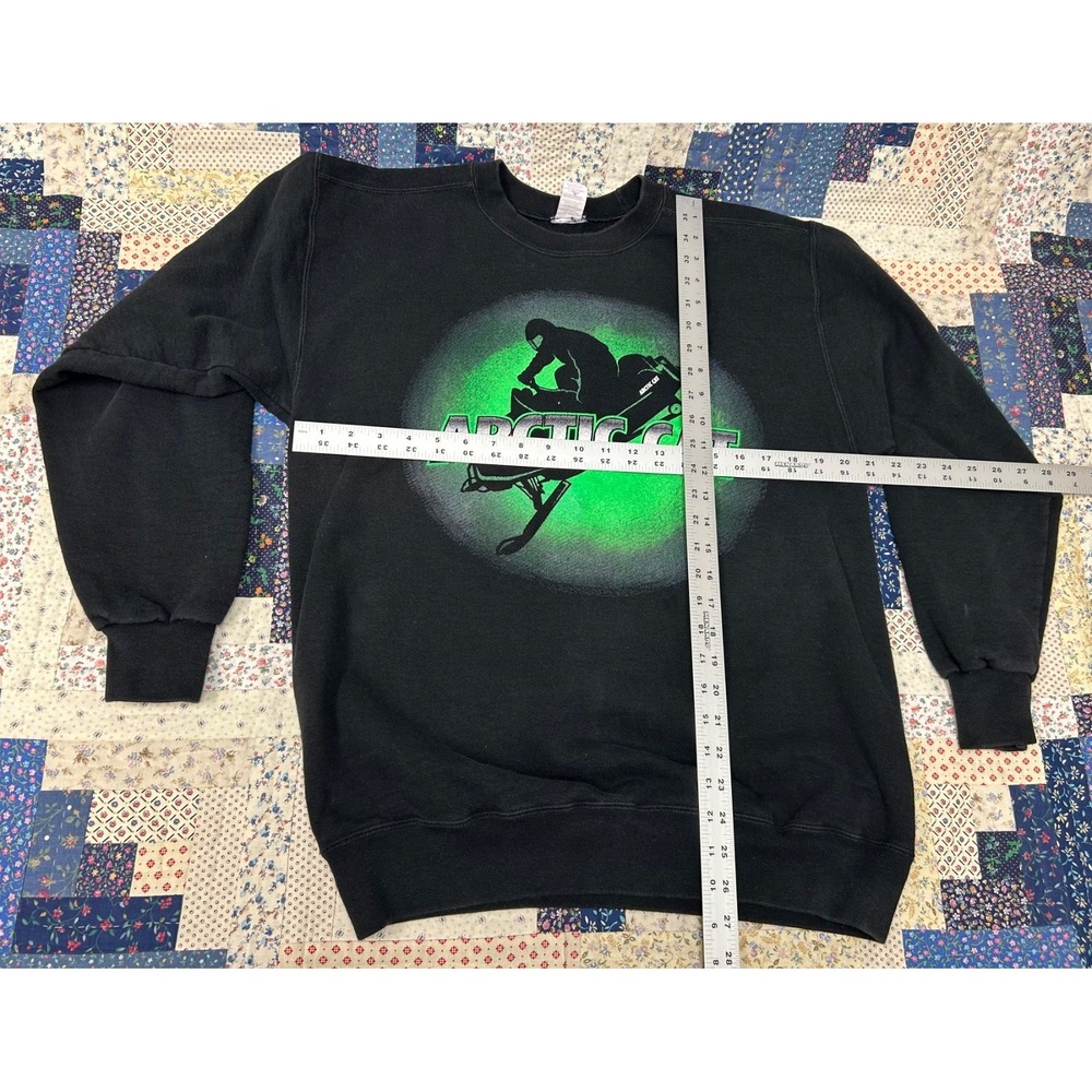 Vintage 90's Arctic Cat black neon green pullover Retro Snowmobile Graphic - Picture 5 of 10